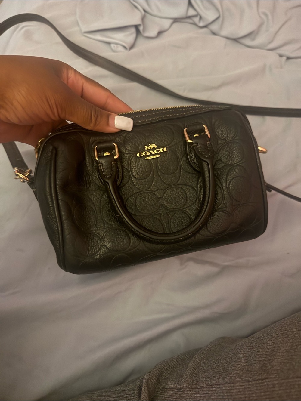 Coach Black Mini Satchel with Gold Logo